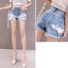WTEMPO Тонкие джинсовые кружевные шорты в студенческом стиле с вышитыми цветами и широкими ногами для женщин
