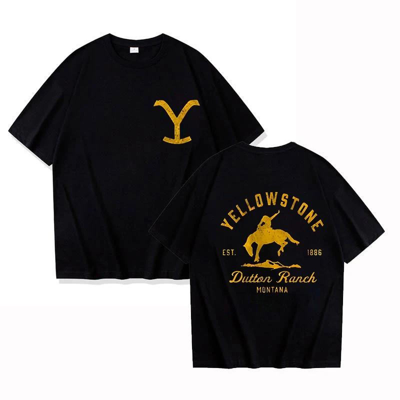 Классическая модная футболка с принтом Yellowstone Dutton Ranch для мужчин и женщин, футболка на пуговицах, джерси, куртка с коротким рукавом, топы