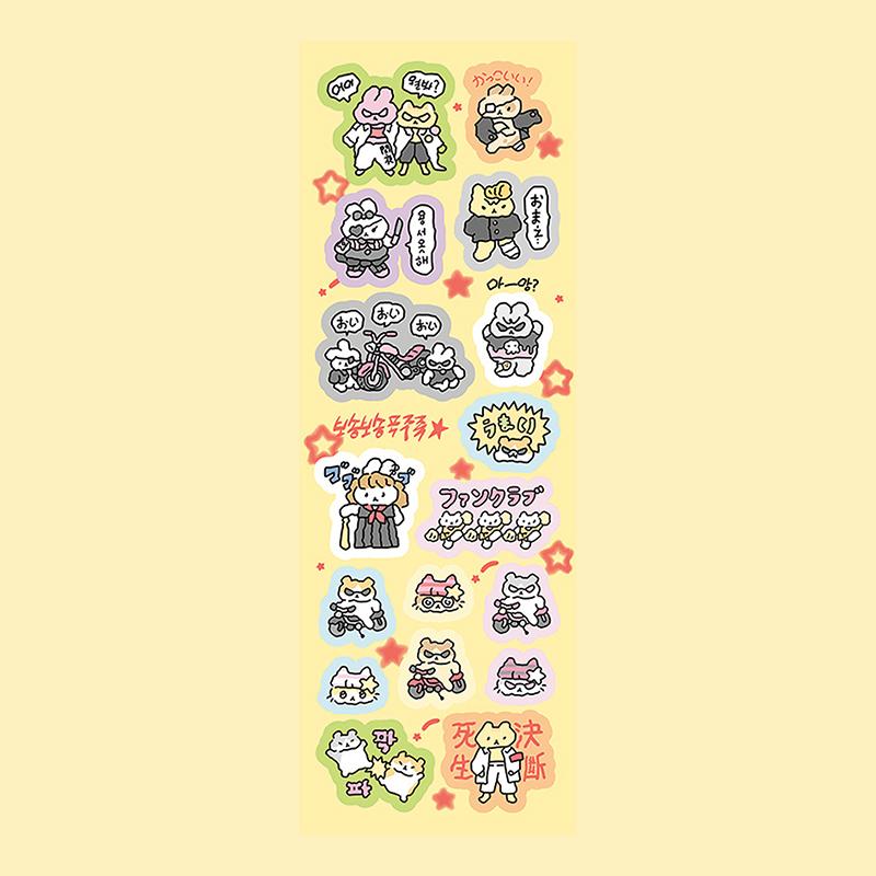 1/3 Sheets Korean Cute Graffiti Style Rabbit Cartoon Stickers Kawaii Animal Decals Hand Account Diary Scrapbook Sticker
