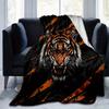 1pc Orange Stripes Tiger Blanket  Cartoon Throw for Room Decor, Gift Idea, Living Room, Travel, Camping, Car Blankets