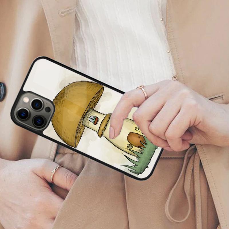 Магнитный чехол для телефона «Грибной домик» для APPLE iPhone 17 Air 16 14 13 12 Pro Max 15 Plus Беспроводная зарядка С крышкой MagSafe