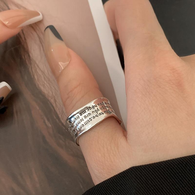 BFCLUB Серебристый Цвет Неправильные Буквы Открытые Кольца Для Женщин Женские Простой Ретро Стиль Ручная Работа Тонкие Ювелирные Изделия Бижутерия День Рождения