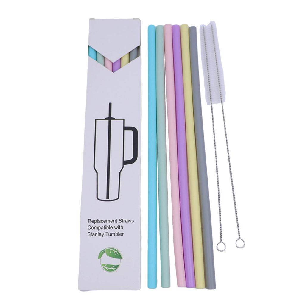 Pack of 6 Colorful Silicone Straws Travel Cups Straws Silicone Material Replacement Accessory Reusable Straw for Cups