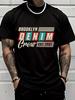 Men Crew Neck Tee Brooklyn Denim Crew Retro Color Text Print Short Sleeve Summer Loose Soft Com
