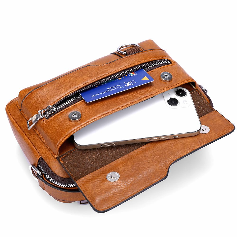 WEIXIER Мужская кожаная водонепроницаемая сумка-мессенджер, вместительный портфель через плечо с регулируемым ремнем для работы в офисе