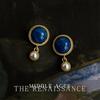 Vintage Light Medieval Blue Danube French Retro Gentle Pearl Harbor Earrings Court Earrings