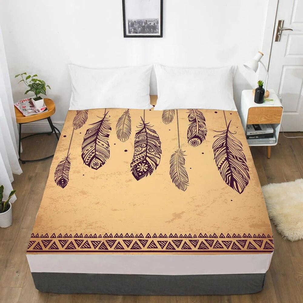 Customize Fitted Sheets Mattress Cover With Elastic Band 3D Bedsheet Linens 90x200 200x220 Bed Sheet Bedding Bohemia