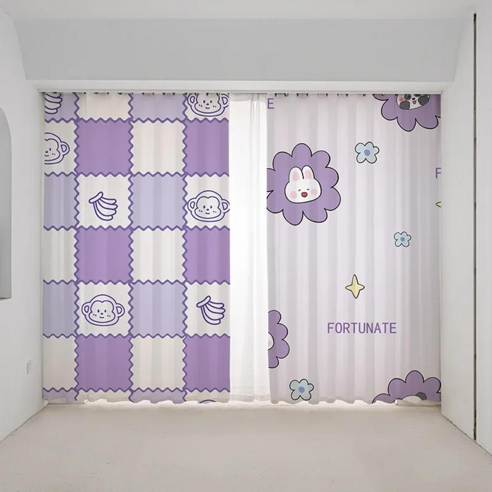 Мультфильм розовый клубника милый кролик щенок котенок принт высокая затемнение занавеска спальня гостиная жалюзи занавеска новый красивый узор