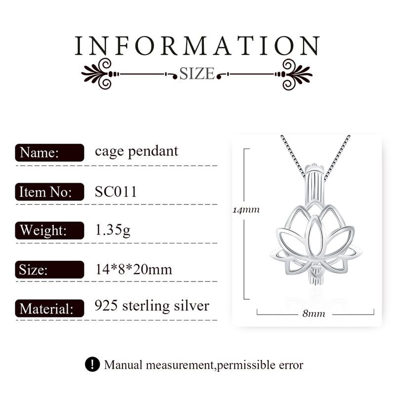 CLUCI 3pcs 925 Sterling Silver Pendant Lotus Flower Pearl Locket Silver 925 Lotus Flower Charm Pendant for Women Jewelry SC011SB