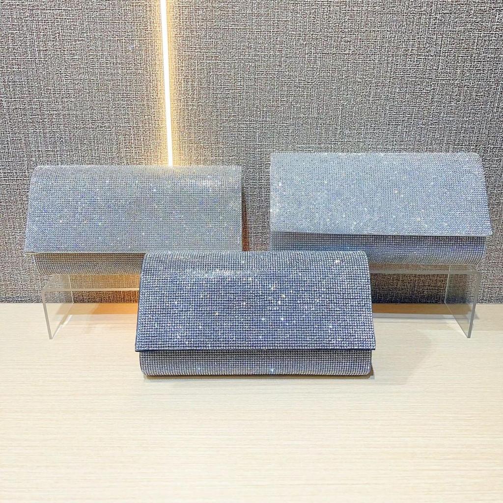 European & American Trend Rhinestone Party Clutch: Black Minimalist Women's Evening Bag