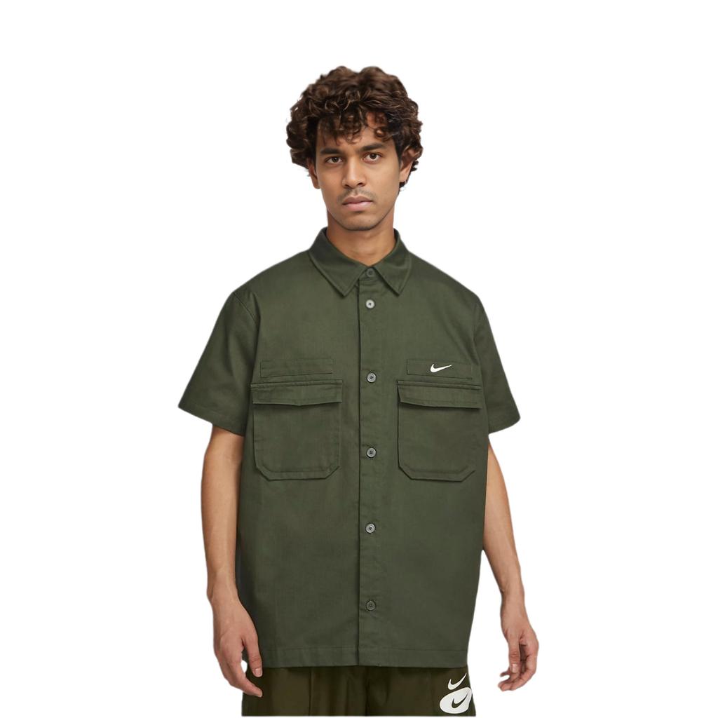 Nike Рубашки Мужские Хаки Зеленый Остроконечный Воротник Умеренная Рабочая Одежда DX3341-325