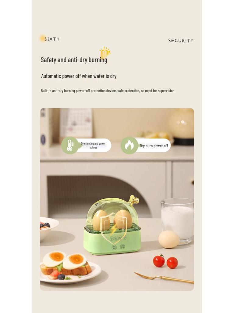 Automatic Mini Egg Steamer with Timer: Multifunctional, Anti-Dry, Perfect for Breakfast