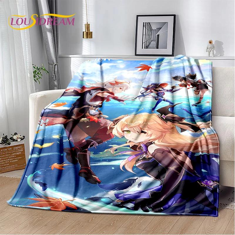 Новый Персонаж Genshin Impact Одиночная Мультяшная Игра Мягкое Одеяло, Мягкое Пледовое Одеяло для Дома Спальни Кровати Дивана Пикника Подарок Ребенку