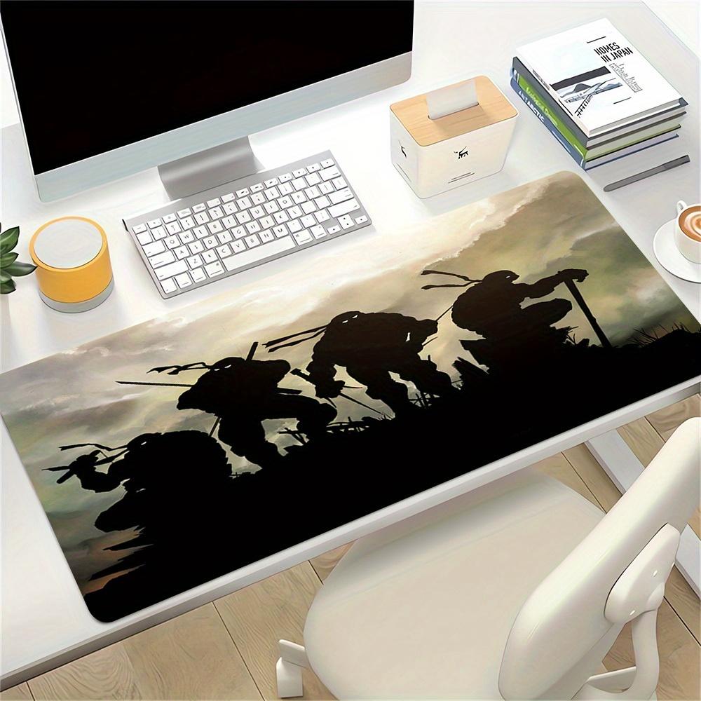1pc Large Gaming Mouse Pad, UV Reactive Non-Slip Desk Mat, Washable PolyesterNinja, Turtles, SilhouetteComputer Pad with Vibrant Game Machin
