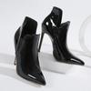 Сексуальные ботильоны из лакированной кожи с острым носком и боковой молнией для женщин, черные эластичные туфли на тонком высоком каблуке Bottines