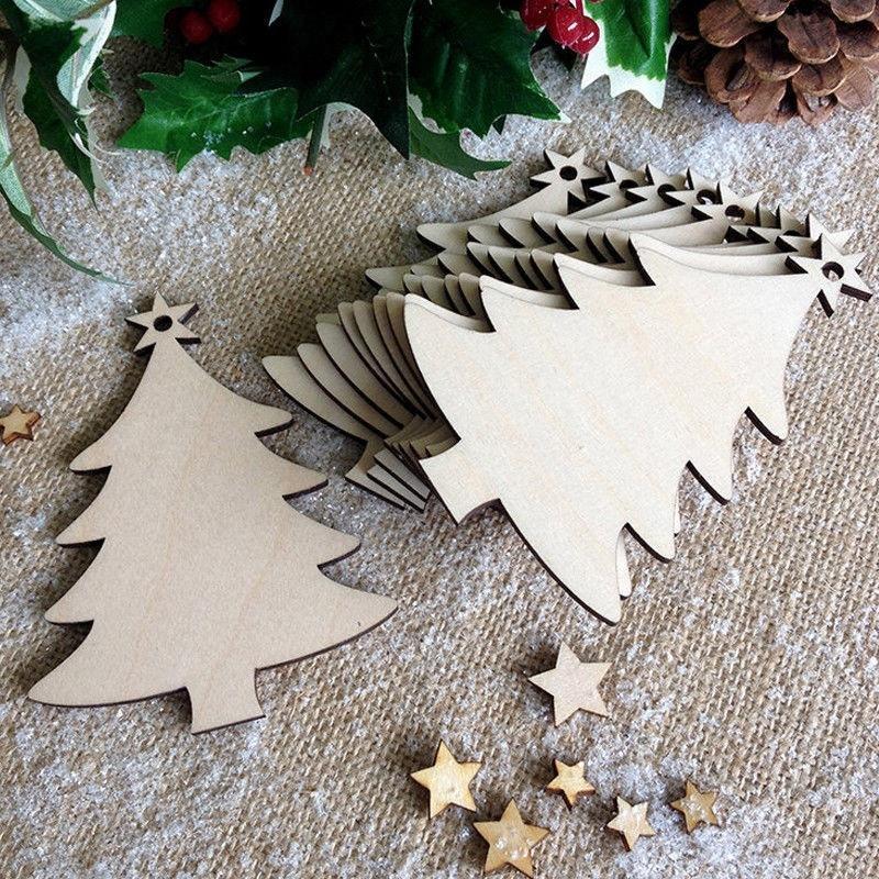 Christmas Wood Chip Tree Ornaments Xmas Hanging Pendant Decoration Gifts AVE