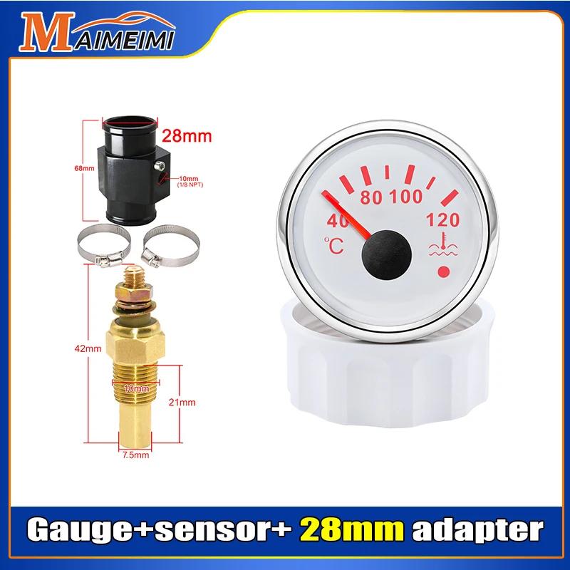 52mm 2inch Marine Boat Water Temperature Gauge Sensor 1/8NPT 40-120℃ Water Temp Meter Indicator 9-32V For Car Auto Motorcycles