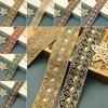 4,5 см Широкая Вышитая Кружевная Тесьма Ручной Работы Золотая Нить Этническая Кружевная Лента Вышивка Блестками 10 Ярдов DIY Аксессуары для Одежды