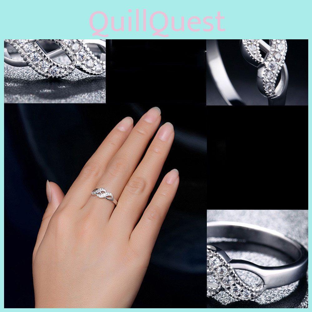 Fashionable Double Spiral Design Ring With Zirconia Inlaid White Gold Plated Women's Jewelry