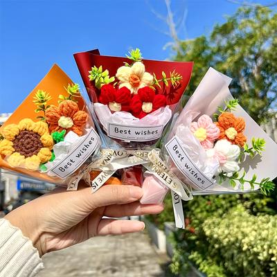 1 шт. Вязаный фотореквизит Насыщенные цвета Красота Изысканные формы Подарок Имитация букета Сюрприз Благословение Украшение