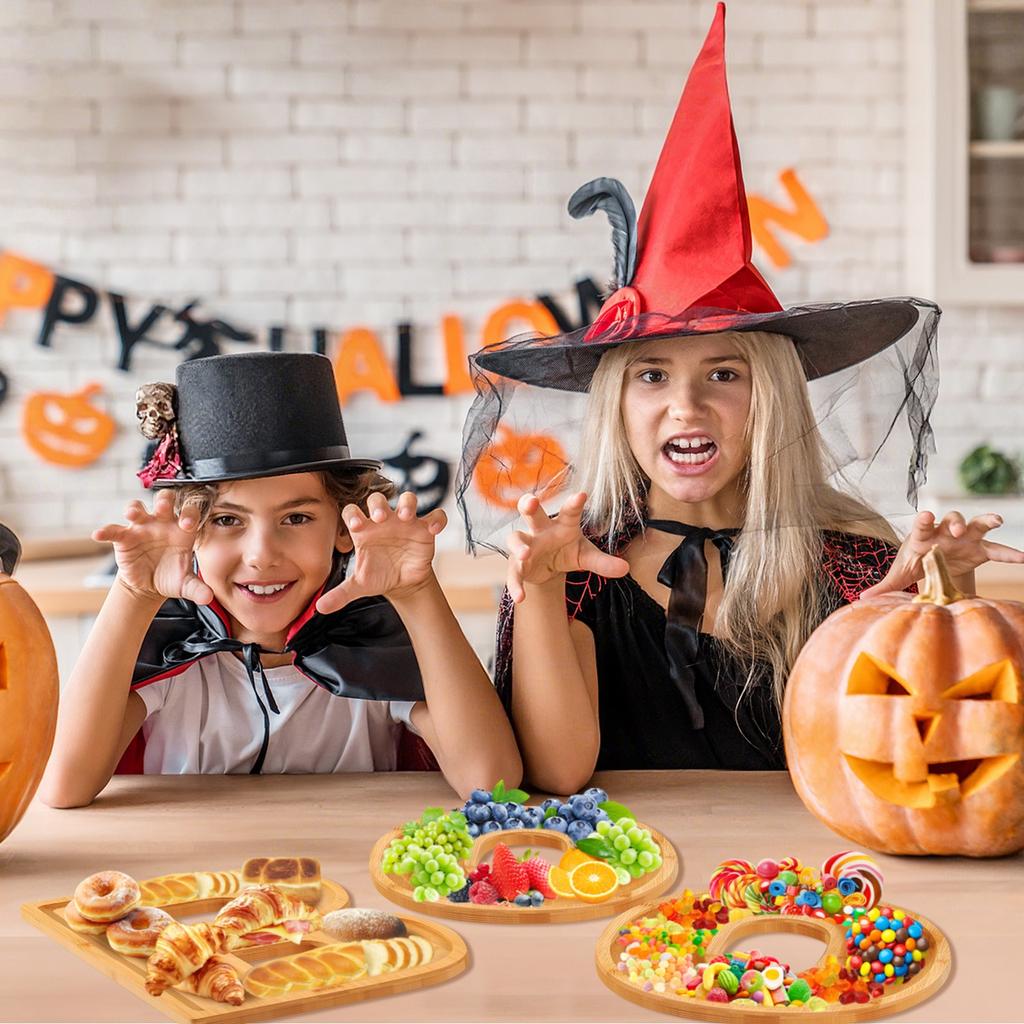 3 шт. Хэллоуин Шарcuterie Доска Смешная Милая Деревянная Сырная Доска Шарcuterie Блюдо Хэллоуин Декоративное Блюдо Для Закусок Вечеринка по Случаю Дня Рождения