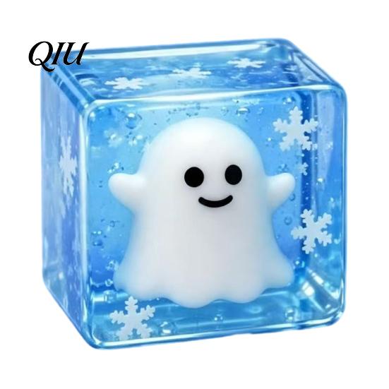 Portable Stress Ball Halloween Ghost Cube Squeeze Toy, Pumpkin Bat Relief with Clear Toy Snowflake, Hand Relaxation Sensory for Party Favors