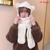1Pc Cute Bear Ear Hat Scarf Gloves 3-In-1 Winter Warm Hedging Cap Women Windproof Plush Hat Scarf