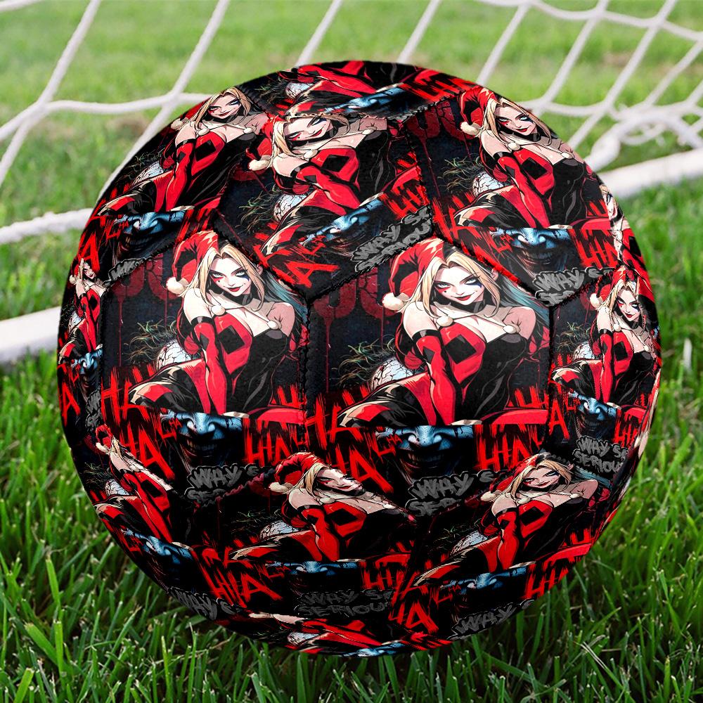Harley Quinn Joker Print Size 5 Soccer Ball, Standard Match Football for Sports Game and Team Practice, Ideal Gift for Soccer Fans