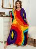Plus Size Bohemian Printed V-neck Chic Women Long Dress Kaftan Vacation Swimsuit Cover-up House Robe Lounge Wear Moo Moo Dress