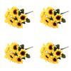 4 шт. Искусственные подсолнухи, желтые цветы, букет, реалистичные большие цветы, аксессуары, свадебный букет для дома