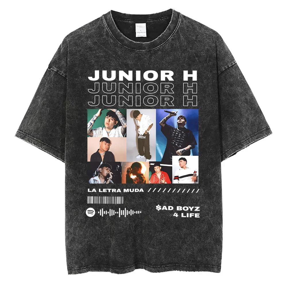 Singer Junior H Sad Boyz Washed Vintage Tshirt Summer Men Women Casual Fashion Oversized TShirt Mens Hip Hop Aesthetic T Shirt