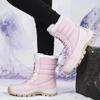 Winter New Women's Boots Warm Plush Mid-Tube Women's Snow Boots Lace-up Outdoor Waterproof Hiking Boots Chaussures Femme