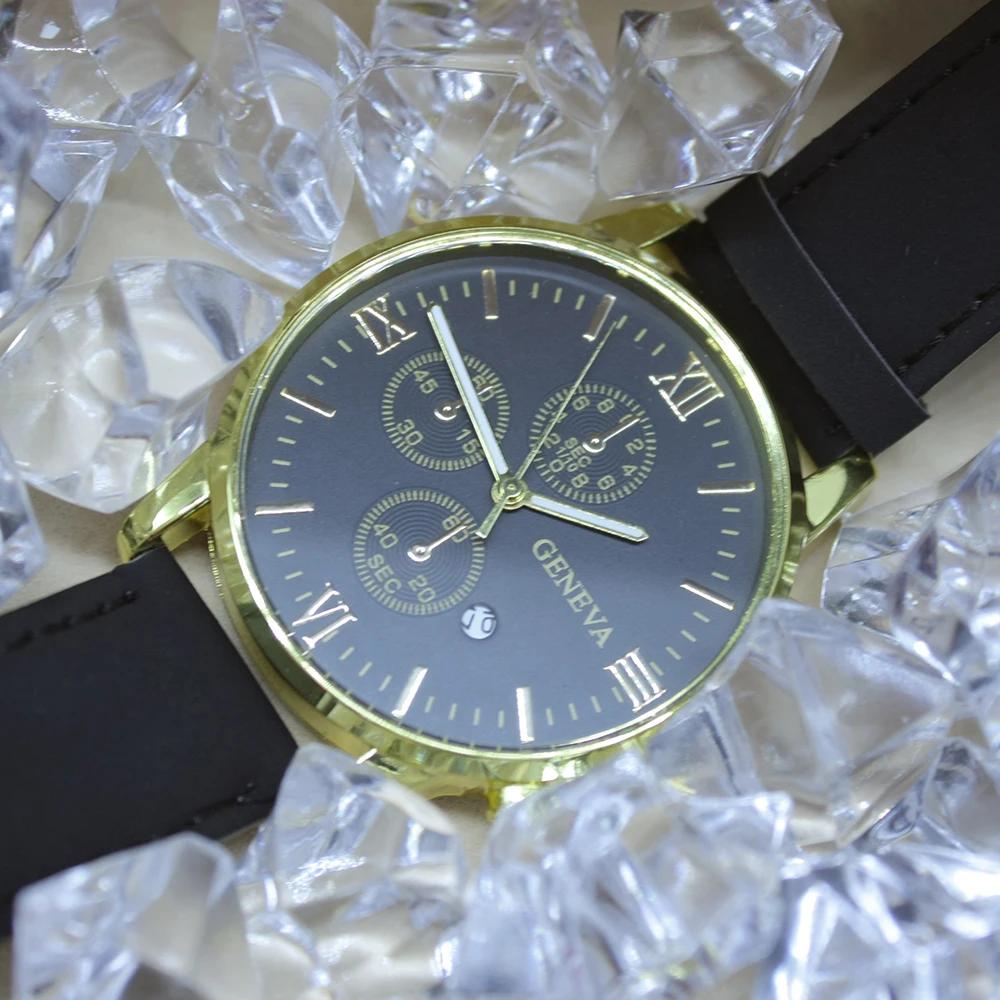 Набор из 5 предметов, мужские роскошные часы, кварцевые часы, ударопрочные кожаные ремешки, часы с хронографом, спортивные мужские часы, в комплекте коробка с браслетом