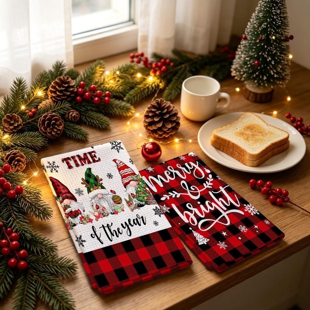 Reindeer Christmas Kitchen Towels Snowman Cleaning Cloth Cartoon Dish Towels Kitchen Decor