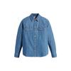 Levis Solid Color Long Sleeve Collared Shirt Women Tops Blue 16786-0017