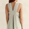 Casual Long Dress Women Sleeveless Square Neck A-Line Cotton Linen Summer Dress with Pockets