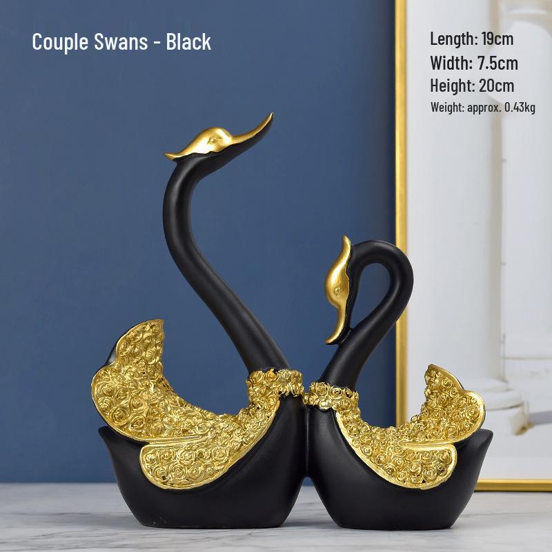 European Resin Swan Couple Ornaments: Home Decor & Wedding Gifts