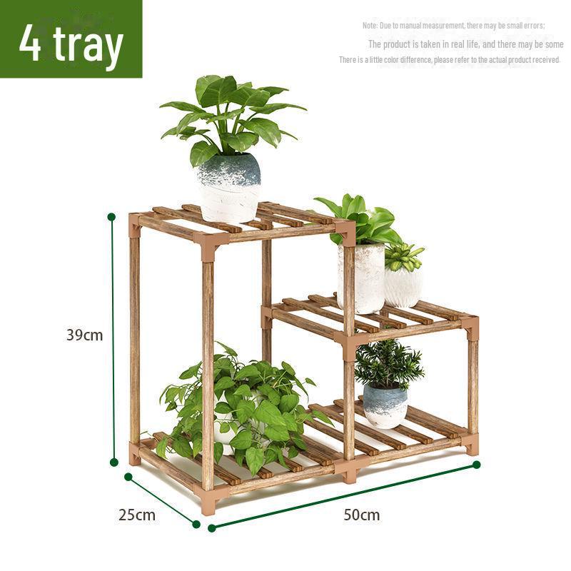 Solid Wood Multi-Layer Indoor Balcony Flower Stand for Bonsai, Succulents & Hanging Plants