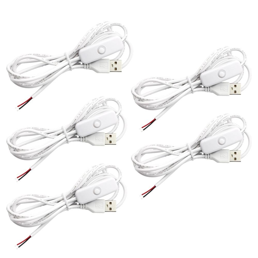 5Pcs 1.5M USB Power Supply Wire 5V ON OFF Switch Cable USB Extension Cable  for USB Fan Desk Light