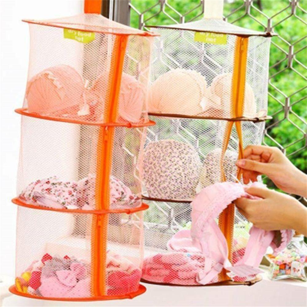Folding Clothes Drying Net 3 Layers Breathable Clothes Drying Basket Drying Rack  Household