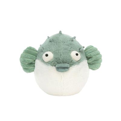 Jellycat Серия 'Океан' Животное Перси Рыба-фугу Успокаивающая Зеленая Кукла Плюшевая Кукла Высотой 16 см