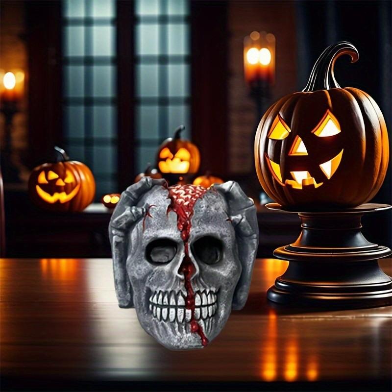 Halloween Skull Decor Figurine With Latex Material For Festive Atmosphere