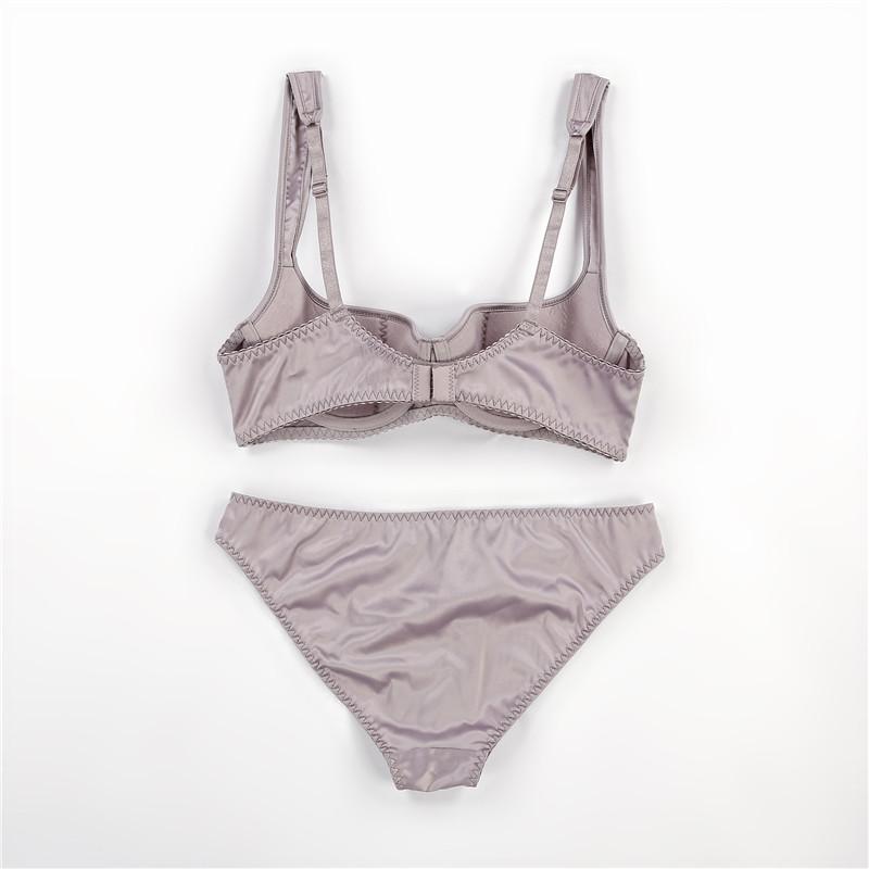 Новый европейский женский сексуальный комплект нижнего белья, ультратонкий комплект с бюстгальтером, комплект с половиной чашки, гладкий удобный бюстгальтер и трусики, сексуальный комплект с бюстгальтером для девочек, бюстгальтер с большой чашкой