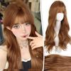 Кудрявый синтетический парик Женский парик Медово-коричневый Длинный кудрявый парик с челкой Подходит для повседневной носки, фестивалей, ролевых игр