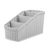 Multi Grid Rattan Desktop Storage Box Cosmetics Holder Desktop Organizer (Light Gray)
