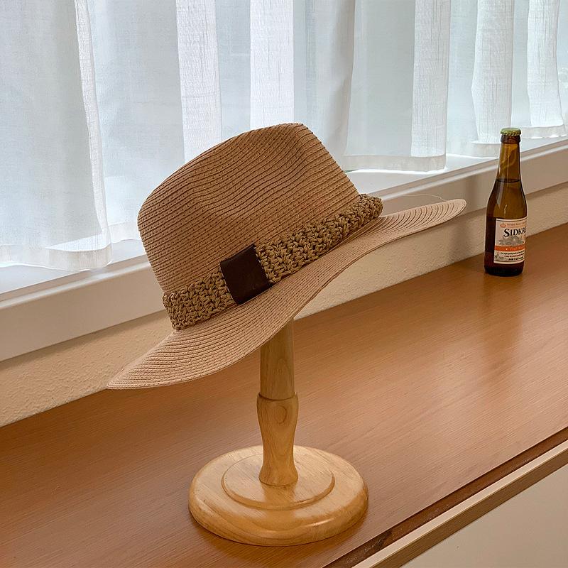 Top Hat Summer Outdoor Big Eaves Sunshade Hat Panama Vintage Jazz Straw Hat Children