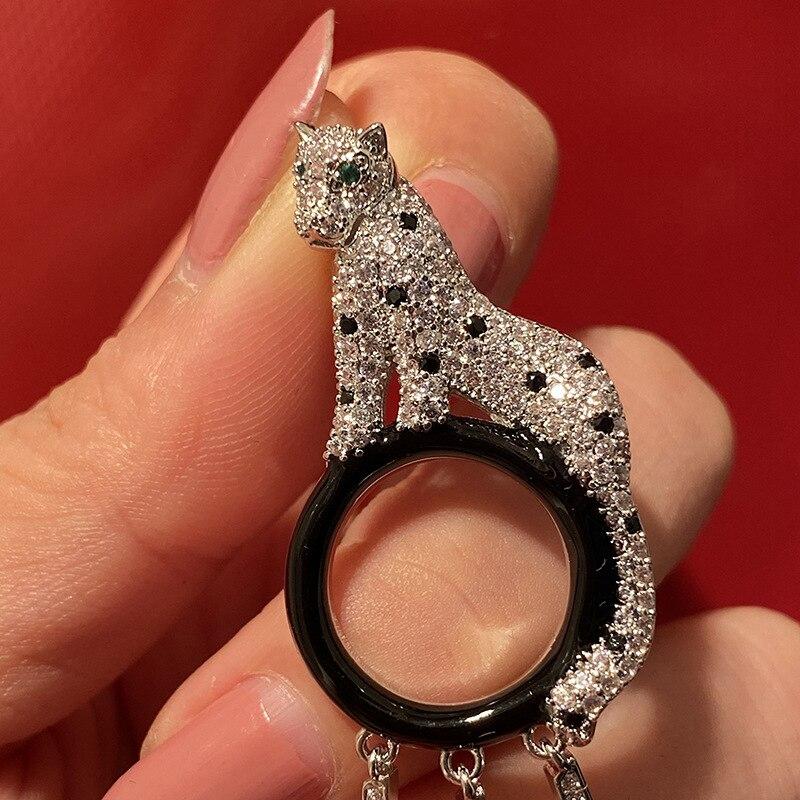 Длинные серьги-капли с головой леопарда, изумрудной огранкой и кисточкой, серебряные серьги 925 цвета с иглой, серьги с животными для женщин, дизайнерские украшения