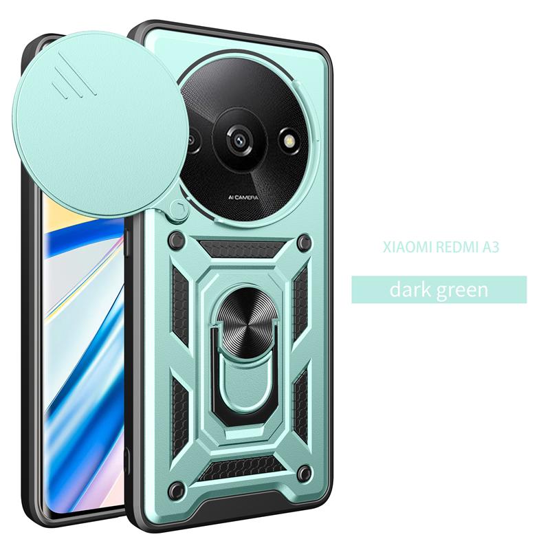 For Redmi A3 2024 Case Magnetic Ring Holder Armor Phone Case for Xiaomi Redmi A3 4G RedmiA3 A 3 Slide Camera Protect Back Cover