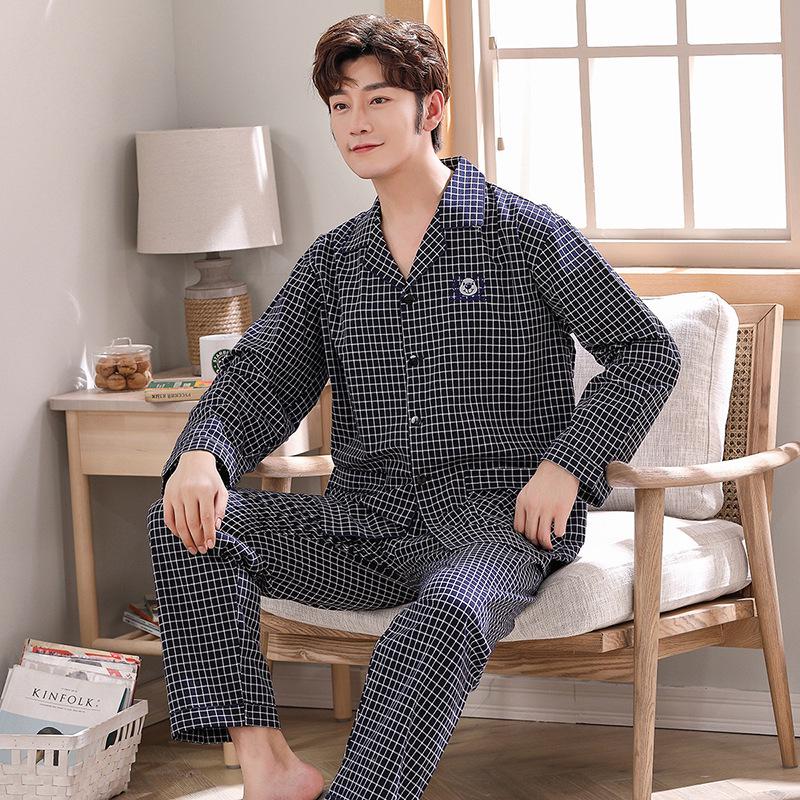 Comfortable Cotton Long Sleeve Couple Pajamas Set for All Seasons