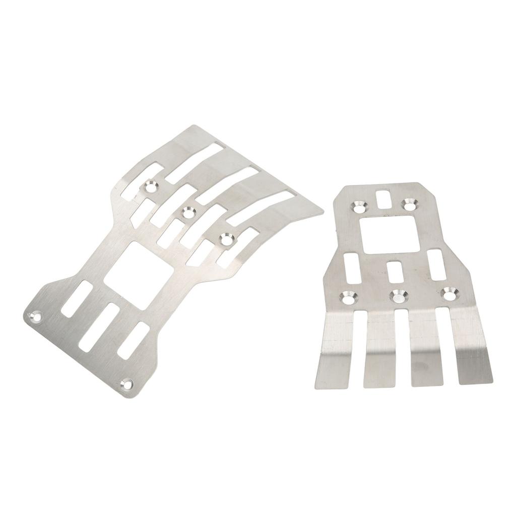2Pcs RC Front Rear Chassis Skid Plates Stainless Steel Silver Armor Protection Plate RC Accessories